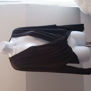 Lightweight black crossover sweater with dropped back waist women sweater